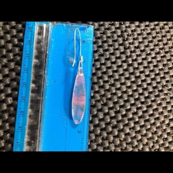 Natural Stone and Sterling Earrings. Strawberry Quartz - pink and clear NEW 2.5” - Picture 4 of 6